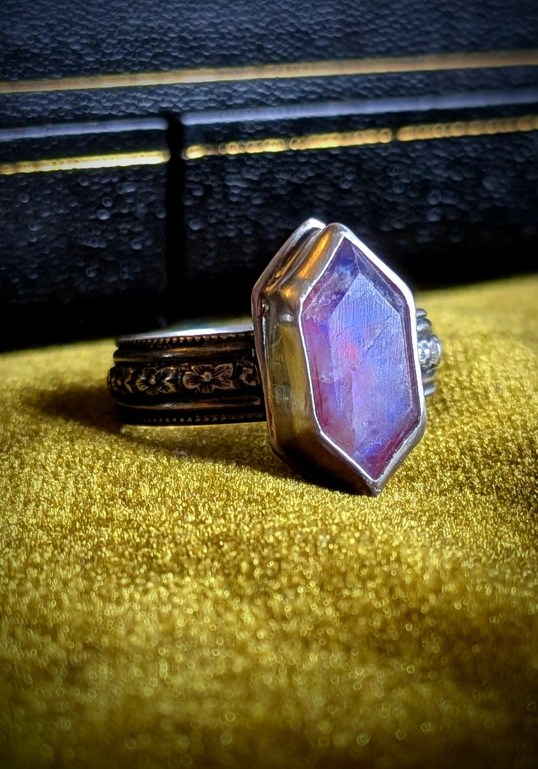 Blood Moon - Jasper and Moonstone ring - Size 9.25